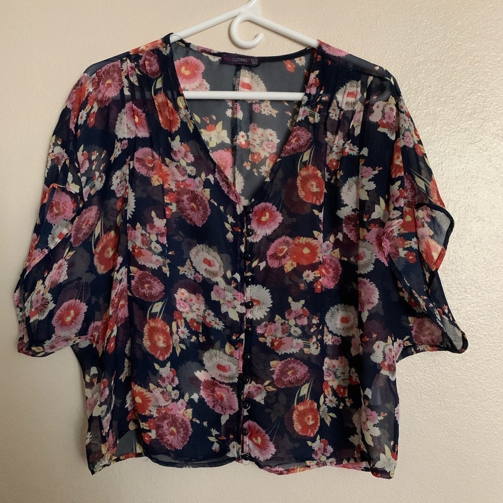 Women Shear Flower Blouse Boho